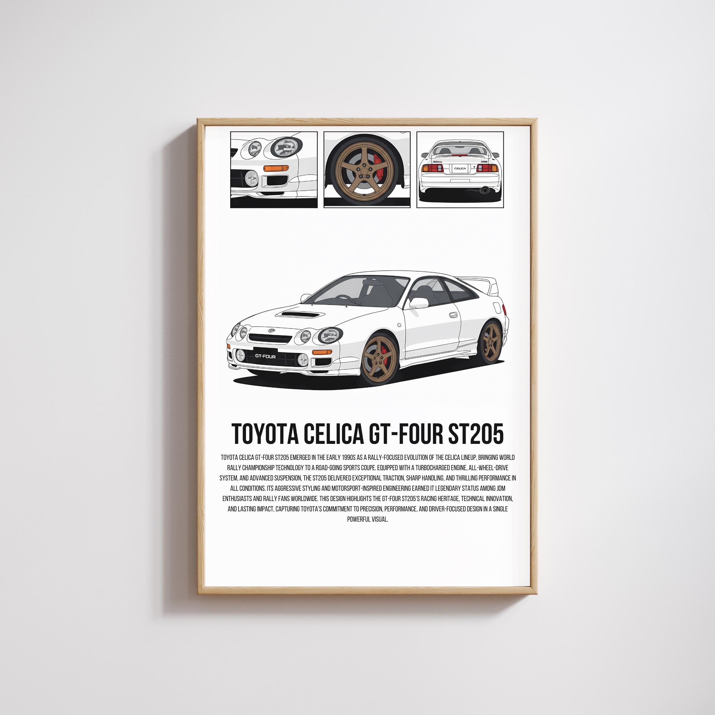 Toyota Celica Gt-four ST205 JDM Car Poster, Japanese Wall Art 