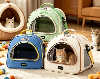 Aesthetic Cat Carrier Backpack Colorful Breathable Pet Travel Bag Portable Kitten Handbag for Medium Cats Cute Pet Accessories