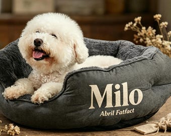 Personalized Cozy Pet Cave - Custom Name Winter Warm Dog House - Nepal Crafted Indoor Cat Igloo Bed - Soft Plush Striped Pet Villa