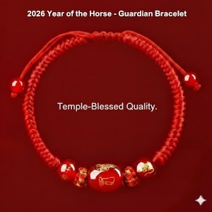 Red String Zodiac 2026 Horse Year Lucky Charm Agate Unisex Bracelet.