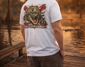 Unisex Soft Style Tee | This Is Gator Country T-Shirt | Aggressive Alligator Florida Seal