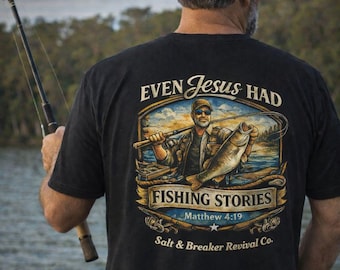 Christian Fishing T-Shirt – Matthew 4:19, Faith-Based Tee for Dads