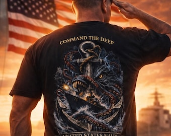 Unisex Soft Style Command the Deep Anchor design T-Shirt | United States Navy nautical tee | Military Tee