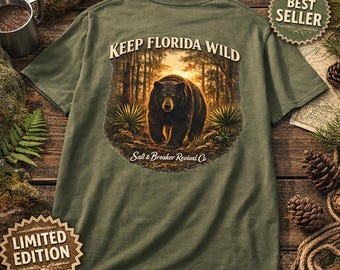 Unisex soft style Keep Florida Wild Bear T-Shirt | Nature, Outdoor, Vintage Forest Design