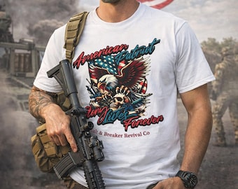 Unisex Soft Style Tee| American Bald Eagle Skull Graphic T-Shirt | Flag Vintage | Miliary Apparel