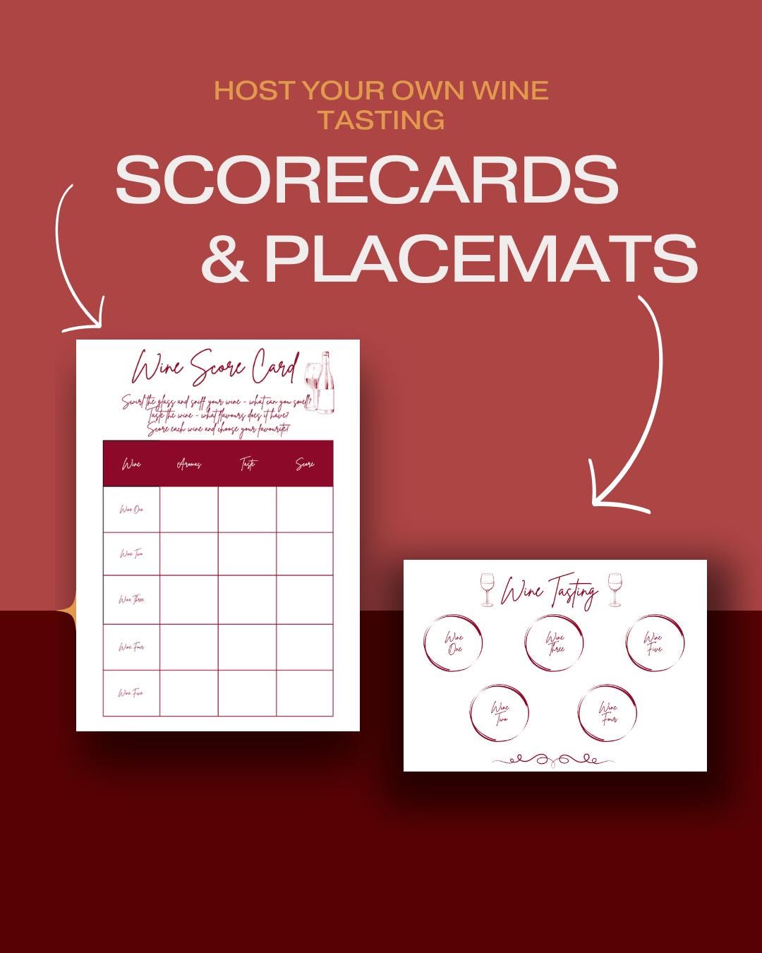 Wine Tasting Kit | 5 Wines | Score Cards and Placemat - Etsy