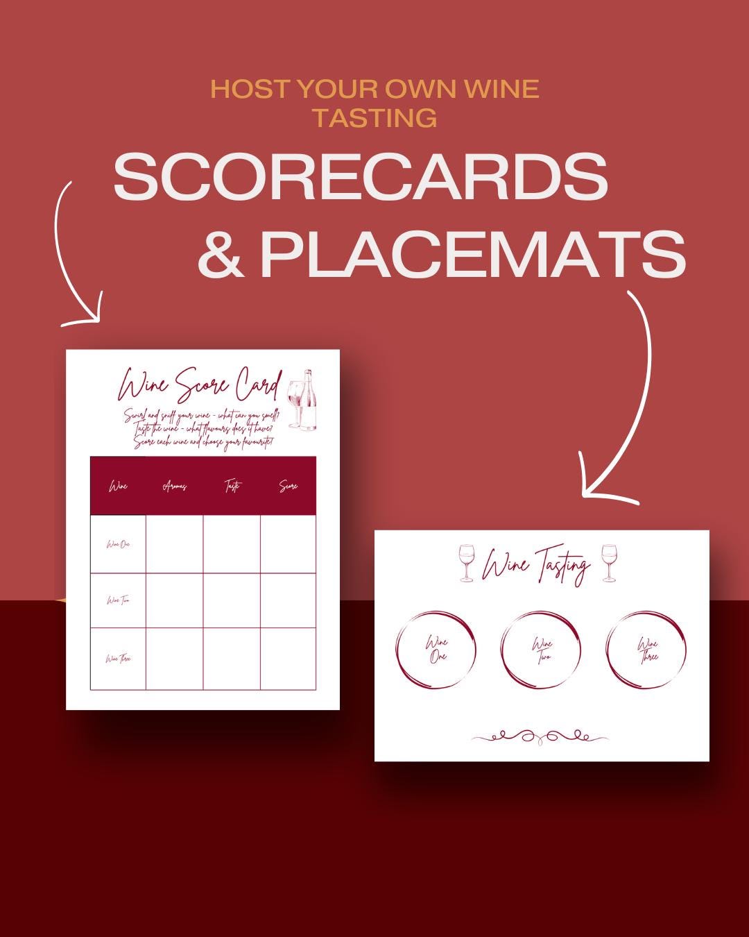 At Home Wine Tasting Kit | Score Card & Placemat (digital Download ...