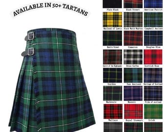 Faldas escocesas tradicionales de tartán, 5 yardas, hechas a mano, más de 50 diseños disponibles.