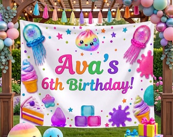Custom Dumpling Birthday Backdrop, Squishy Theme Party Banner, Kawaii Personalized Tapestry, Pastel Kids Birthday Decor, Photo Booth Prop