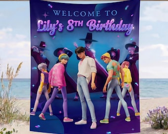 Custom Kpop Demon Hunters Backdrop | Saja Boys Birthday Banner | Personalized Kpop Party Tapestry | Demon Hunter Birthday Party Decorations