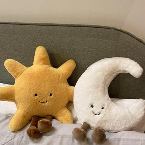 Smile Face Moon & Sun Plush Cushion – Nursery Decor Pillow