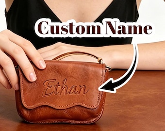Porta-chaves masculino personalizado com nome, em couro legítimo de alta qualidade, estilo vintage, com passador de cinto e bolso para moedas.