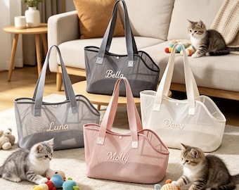 Customizable Pet Name Summer Pet Bag, Single-Shoulder Lightweight Cat Bag, Simple Mesh Breathable Dog Bag, Anti-Escape Outing , New Pet Gift