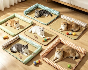 Customizable summer pet cooling mat, small cat and dog rattan bed, ice-feel sleeping mat, cool dog bed, pet cat bed, new pet gift