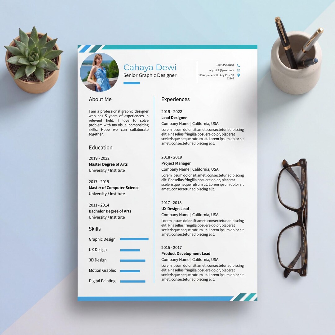 Modern Resume Template for Google Docs, Word and Mac Professional Pages ...