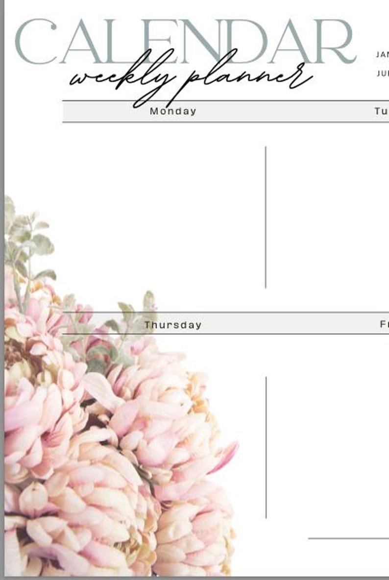 Floral Weekly Planner Printable | Minimalist Elegant Design (digital ...