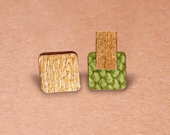 Asymmetrical marine leather earrings