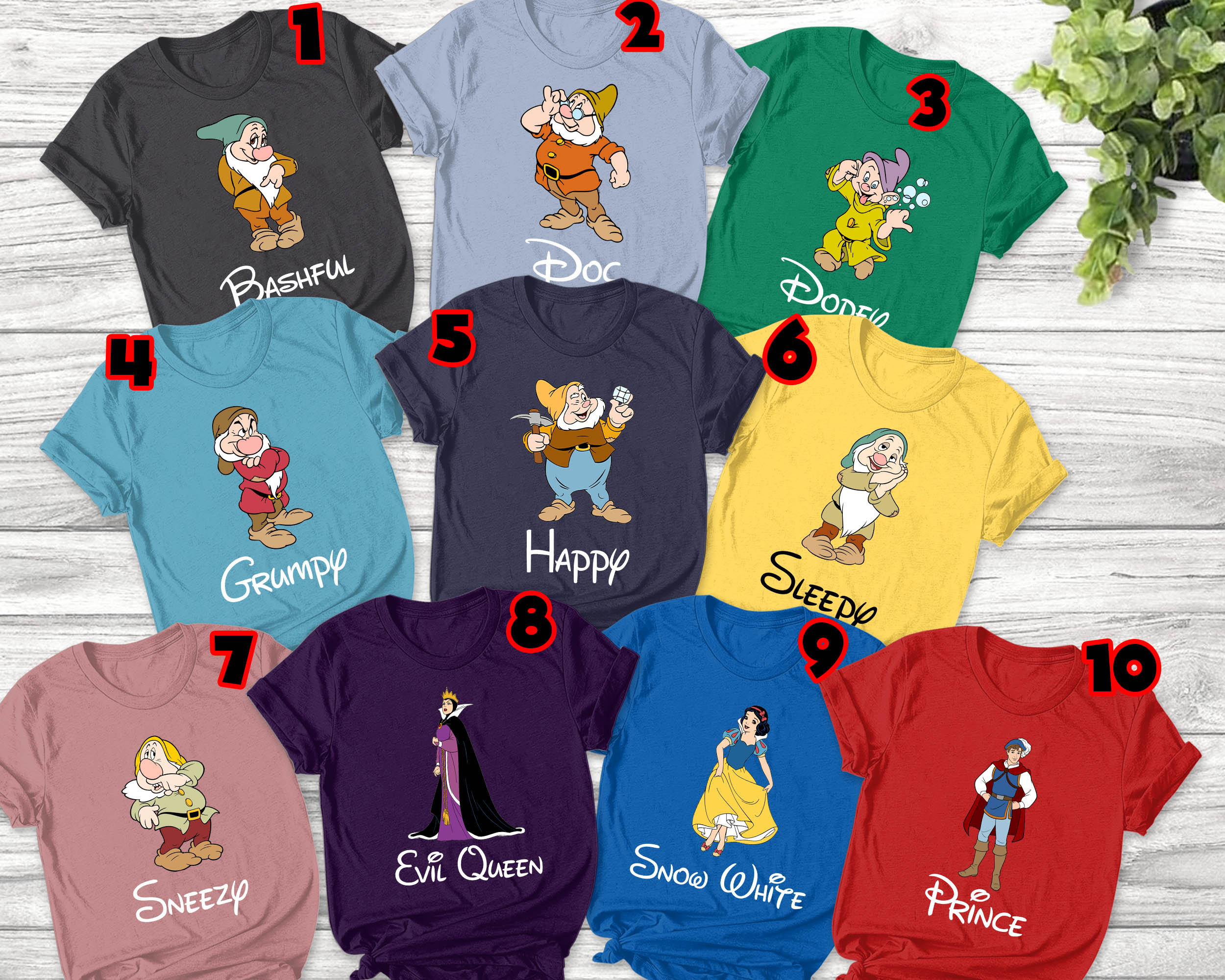 Discover T-shirts Seven Dwarfs/T-shirts Disney Seven Dwarfs Group