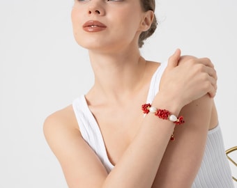 Bracelet corail et perles