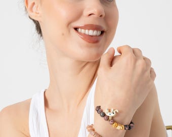 Bracelet double pierre naturelle rhodonite