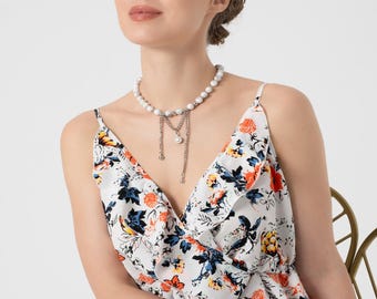 Collier avec chaîne en pierre howlite