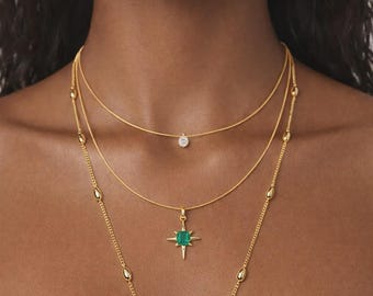 Steel Gold Triple Chain Necklace
