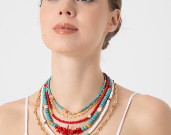 Collier triple turquoise