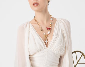 Collier chaîne or et perles