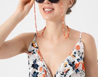 Chaîne de lunettes en perles de cristal et de perles