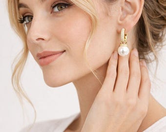Gold Stone Pearl Earrings