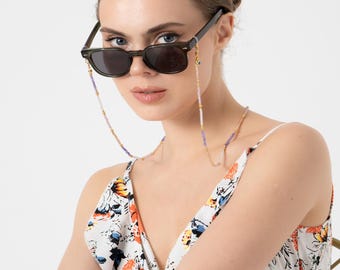 Ficelle de lunettes en pierre naturelle colorée