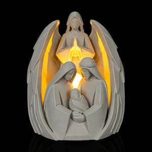 Guardian Angel Table Lamp | Nativity Scene Holy Family Light | 3D Printed Christmas Mantel Decor