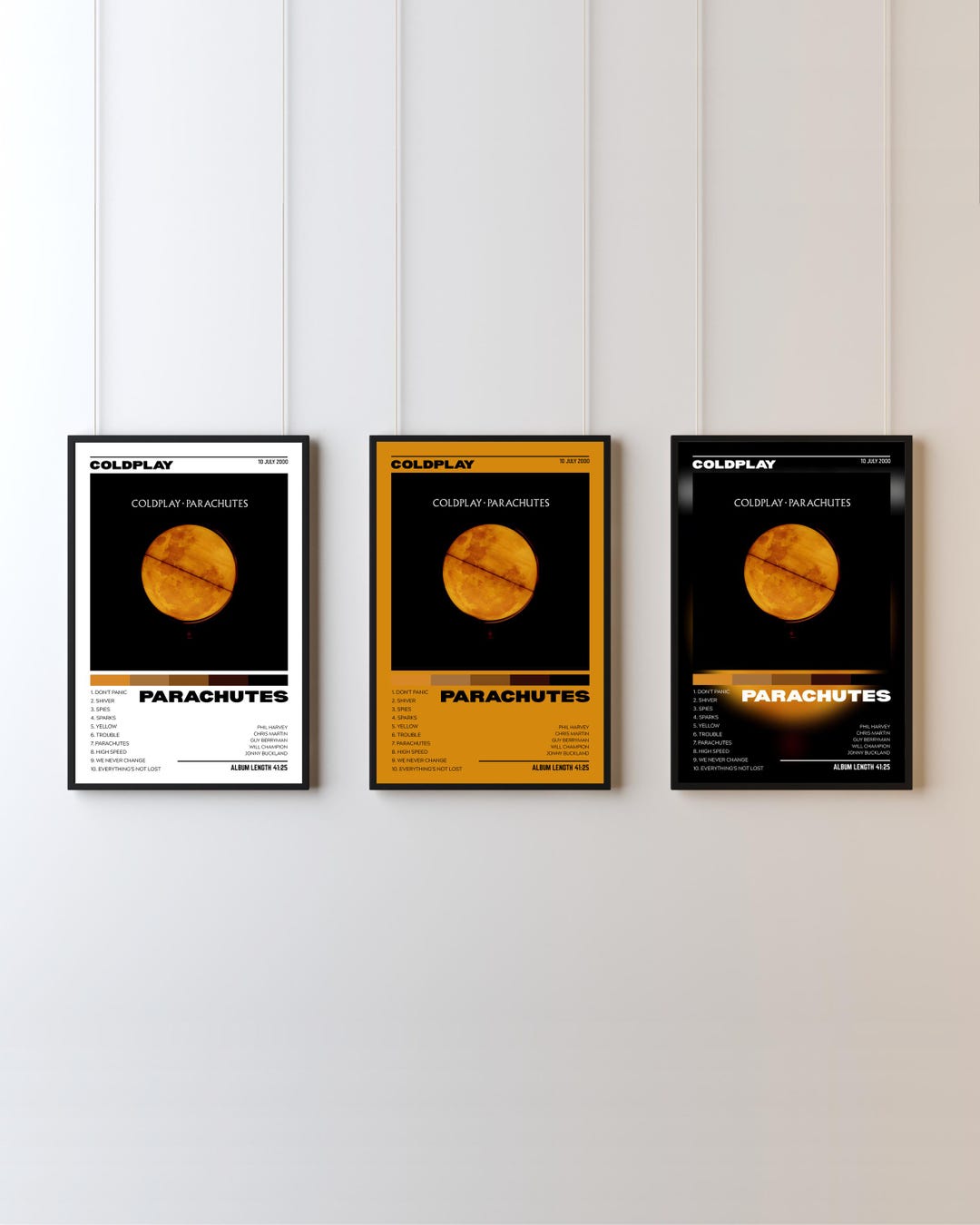 Coldplay Parachutes Album Poster | Indie Rock Tracklist Wall Art ...