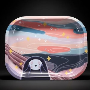 Nyckfullt skrikande spöke i metall - liten rulltallrik i retrokonststil - 18 x 14 cm prydnadsfat och organisatör för allt