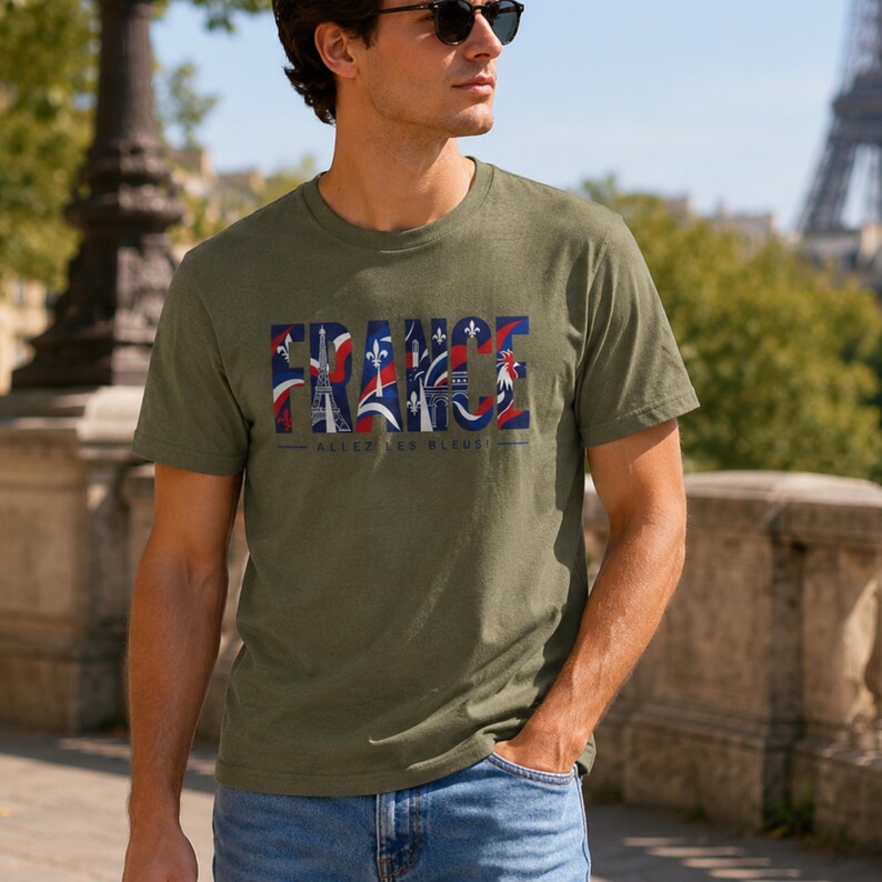 France World Cup 2026 T-shirt, France Supporter Jersey, Unisex Football T-shirt, France, Sport, gift, Sport, Gildan, World Cup Heather Military Green