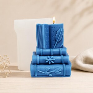 Book Stack Candle Mold | Silicone Candle Mold for DIY Soy Wax Candles