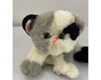 VTG Kitty Kitty Kittens 1992 Tyco Rare Calico White Black Gray Plush READ