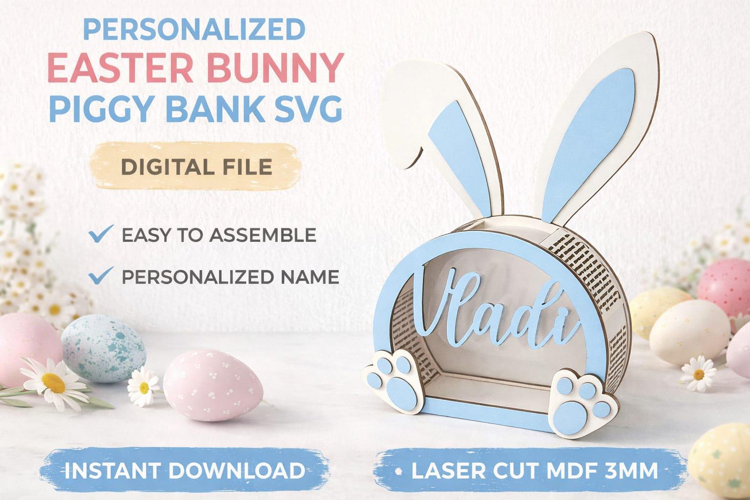 Personalized Easter Bunny Box SVG | Laser Cut Chocolate Egg Box ...