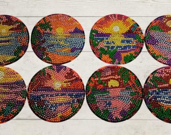 Handmade Diamond Painting Coasters - Unique 5D Sparkling Art