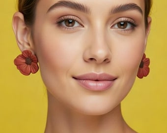 Mak – Handmade Polymer Clay Poppy Boho Floral Earrings – Lightweight Artisan Jewelry