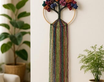 Macrame and Wood Tree of Life - Handmade Boho Decoration