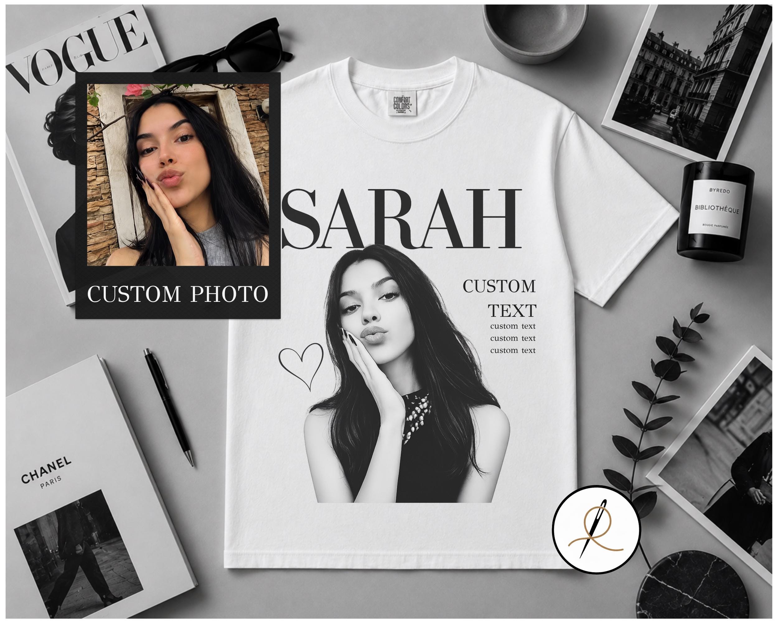 Custom Girlfriend Shirt Personalized Vogue Magazine Tee Comfort Colors Picture Portrait Face Retro Vintage Couple Gift Cute Birthday