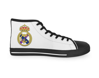 Real Madrid High Tops Canvas l High Tops Custom Sneakers | High Top Canvas Shoes for Men Women | Personalized Sneakers l Gift for Him Her