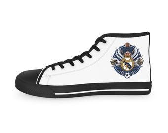 Real Madrid High Top Sneakers | Custom Football Fan Shoes | Personalized High Top Canvas Shoes | Gift for Him Her