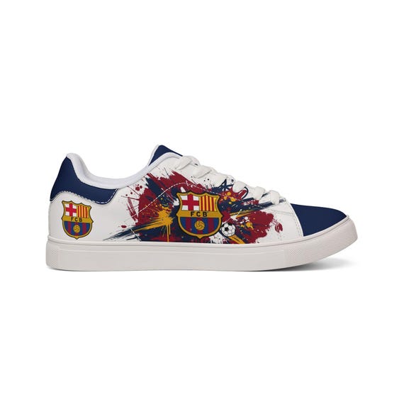 FC Barcelona Low-Top Leather Sneakers | Canvas Low Tops l Custom Sneakers | Low Top Canvas Shoes for Men Women | Streetwear Fashion Sneakers