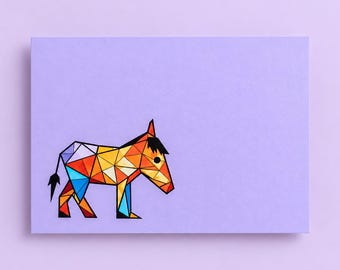 Postkarte mit Esel, sitzend, liegend, stehend