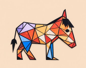 Esel Bügelbild, geometrisch, Transferfolie, mehrfarbig, 2 Größen