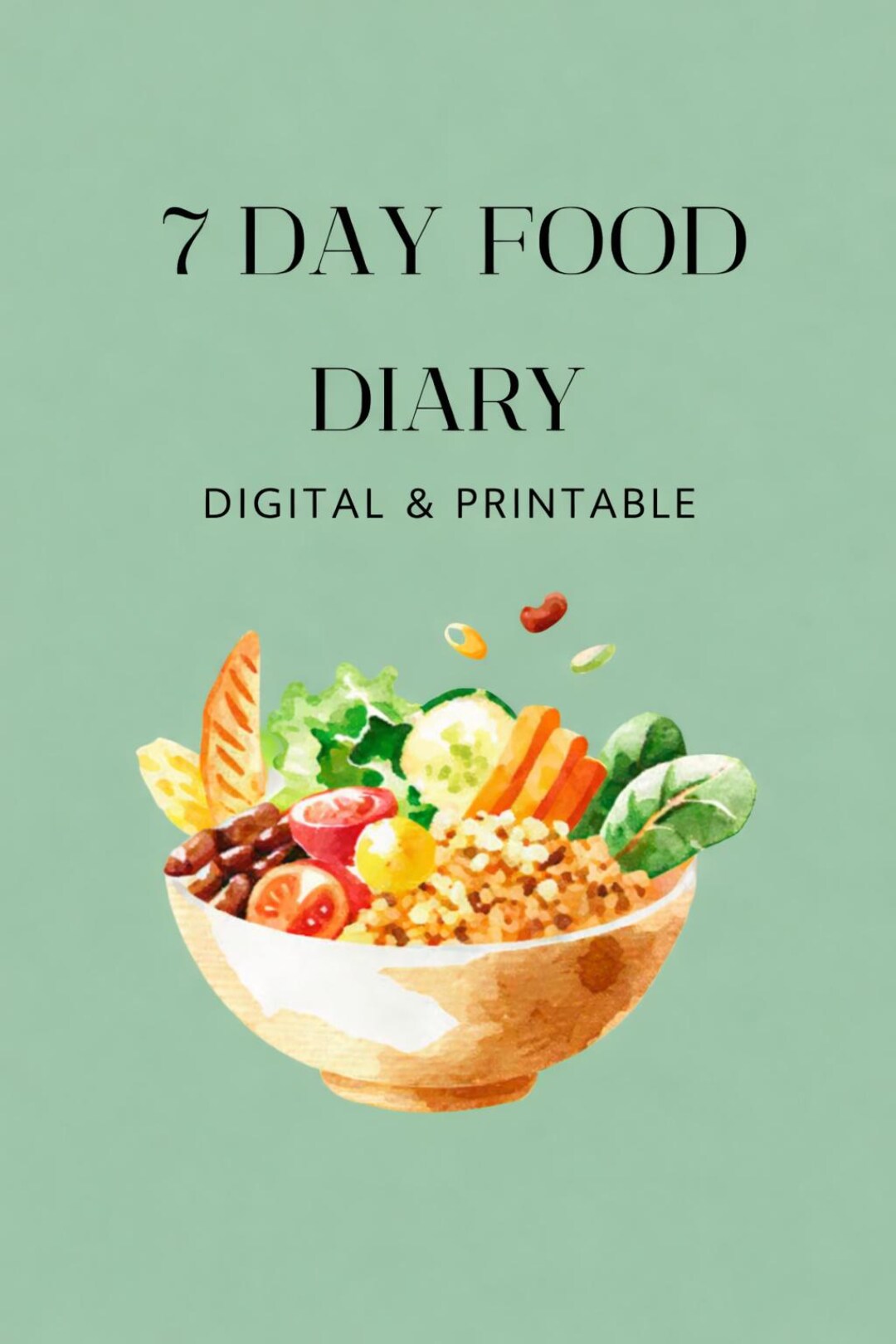 7 Day Food Diary, Minimalist Meal Tracker, Digital or Printable - Etsy