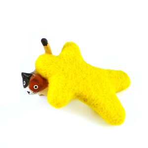 Yellow Meeple Catnip Cat Toy - Needle Felted Wool