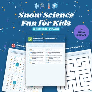 Snövetenskapliga aktiviteter för barn, vintervetenskapliga experiment, STEM-bingo, observationsanteckningsbok, labyrint, ordsökning, 1:a, 2:a, 3:e